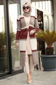 Vison - Neva Style - Cardigen En Tricot Hijab - 20141V - Thumbnail