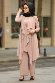 Vison- New Kenza - Nayla Collection Robe Hijab 51131V - Thumbnail