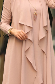 Vison- New Kenza - Nayla Collection Robe Hijab 51131V - Thumbnail