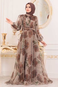 Vison-Tesettürlü Abiye Elbise-Robes de Soirée-2318V - Thumbnail