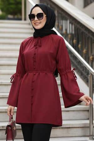 Volan Kollu Burgundy Modest Tunic 20298BR 