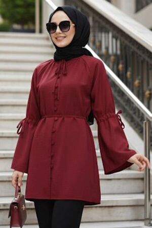 Volan Kollu Burgundy Modest Tunic 20298BR 