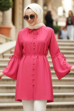 Volan Kollu Fuşya Tesettür Tunik 20298F 
