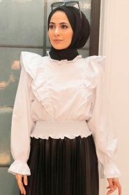 White Hijab Blouse 8428B - Thumbnail