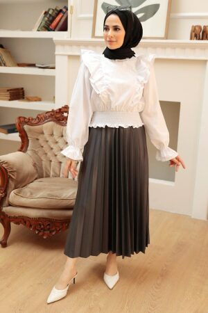 White Hijab Blouse 8428B - Thumbnail