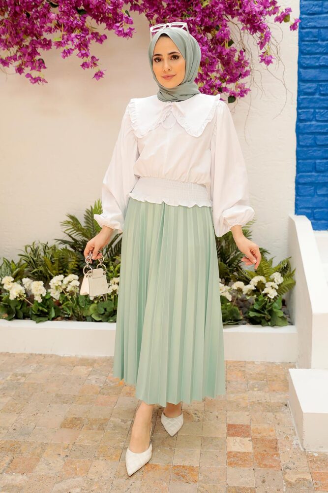 White Hijab Blouse 8633B - 3