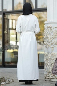 White Hijab Coat 39080B - Thumbnail