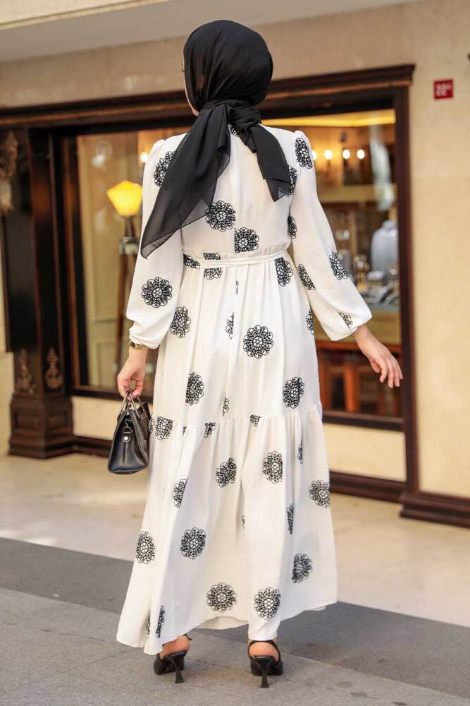 White Hijab Dress 10281B - 2