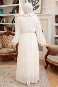 White Hijab Dress 10394B - Thumbnail