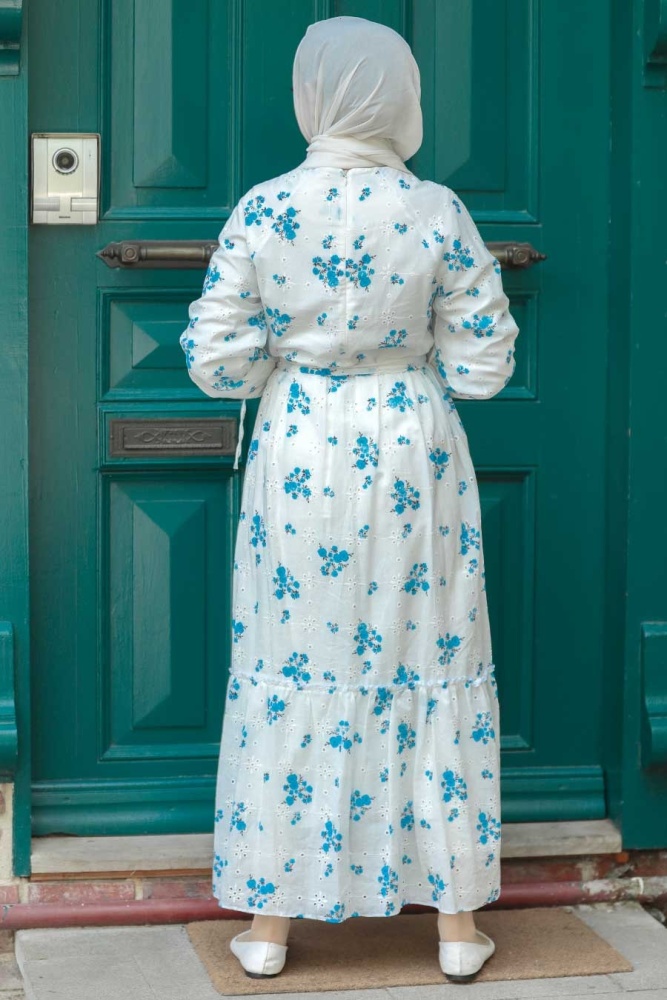 White Hijab Dress 13147B - 2