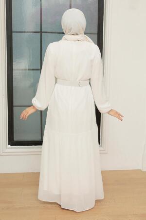 White Hijab Dress 20804B - 6