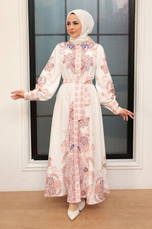 White Hijab Dress 21719B - 1