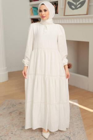 White Hijab Dress 22912B - 1