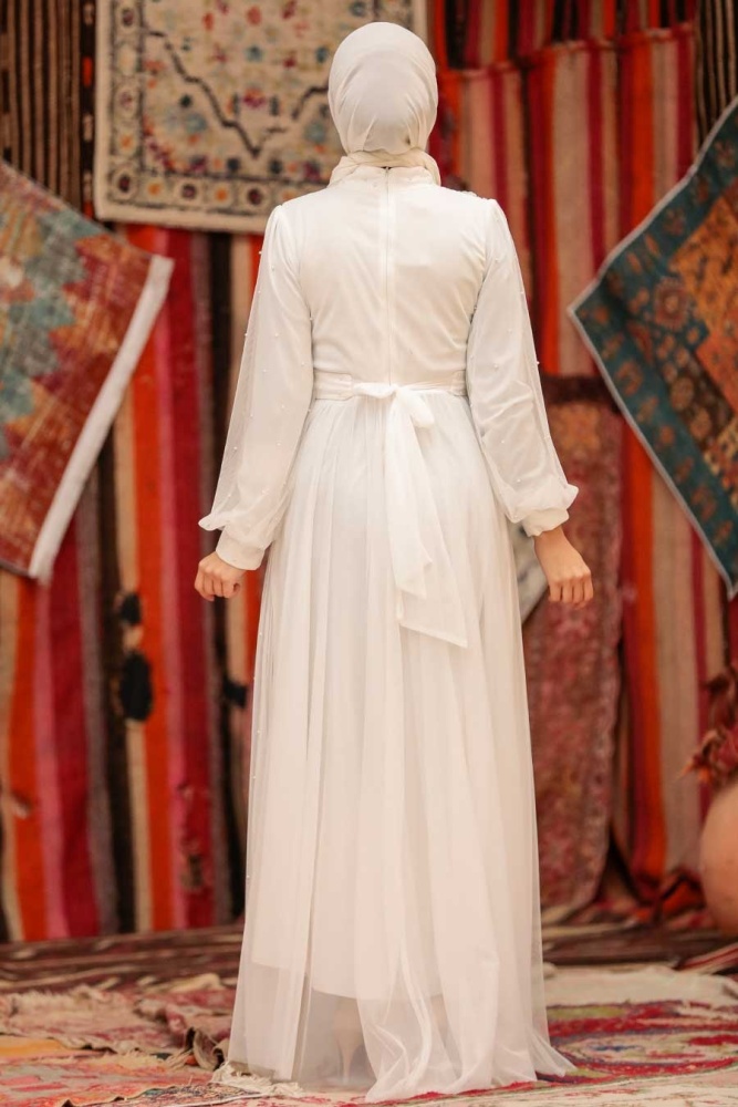 Neva Style - Plus Size White Islamic Wedding Gown 50080B - 3