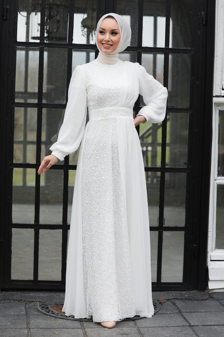 White dress sales with hijab