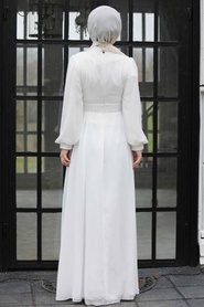 Neva Style - Plus Size White Muslim Evening Gown 5408B - Thumbnail