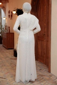 Neva Style - Plus Size White Hijab Evening Dress 56180B - Thumbnail
