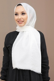 White Hijab Shawl 4780B - Thumbnail