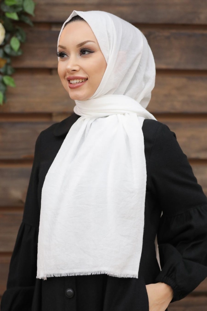 White Hijab Shawl 4780B - 1
