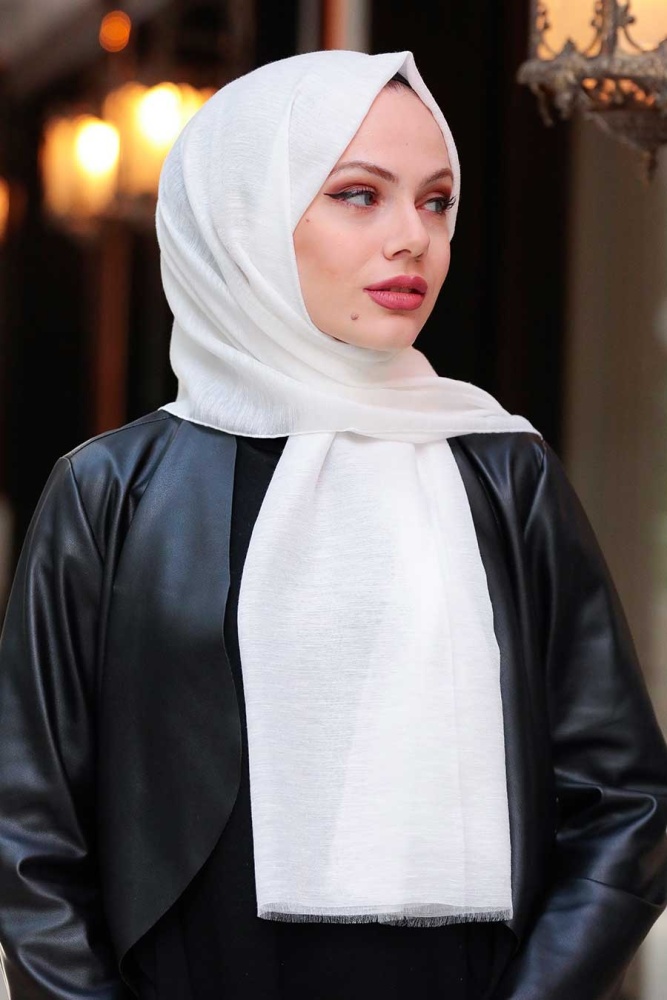 White Hijab Shawl 48410B - 1