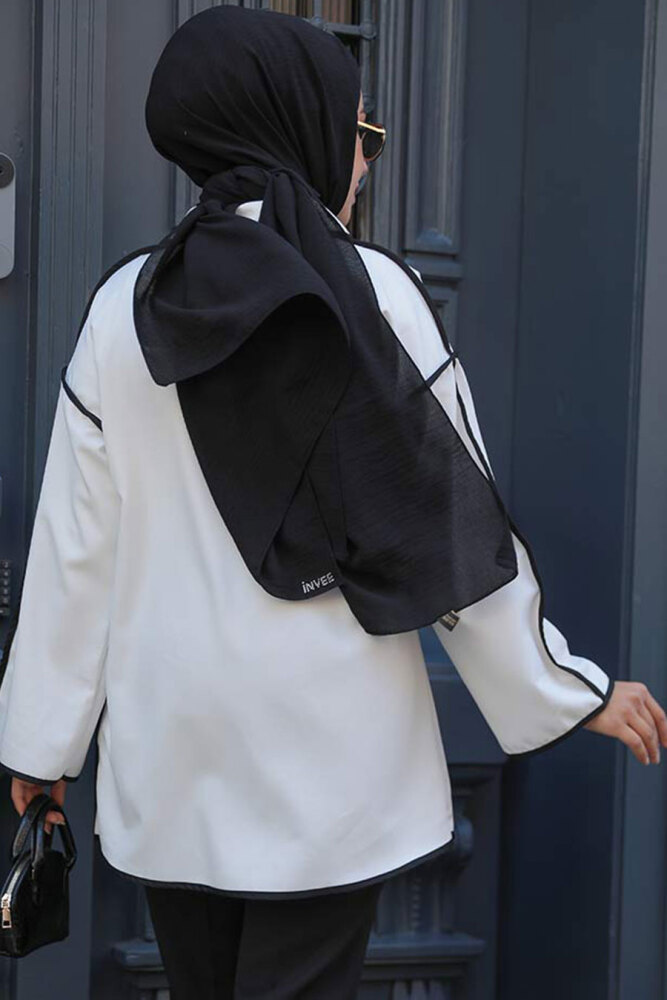 White Modest Coat 12162B - 4