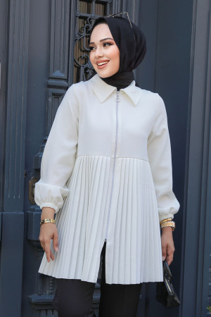White Modest Coat 12171B - 2