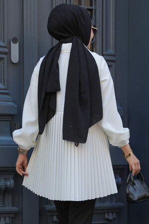 White Modest Coat 12171B - 4