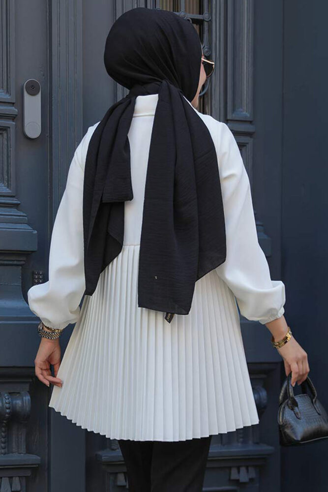 White Modest Coat 12171B - 4