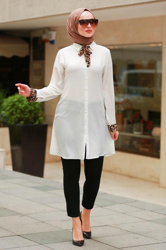White- Nayla Collection - Tunique Hijab 4080B - 1