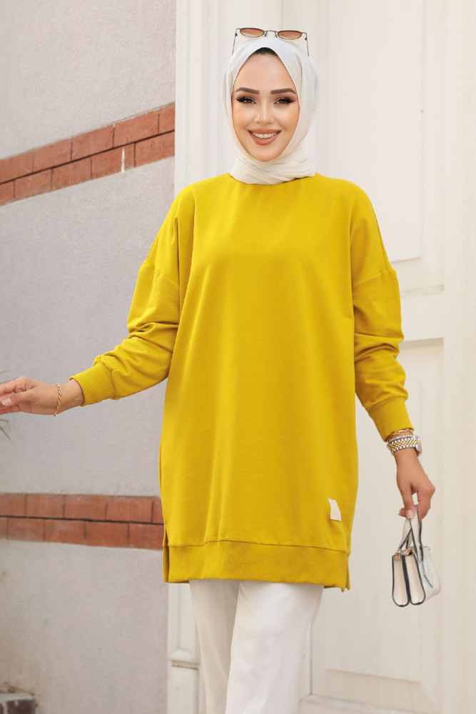 Yağ Yeşili Tesettür Tunik 30644YY - 3