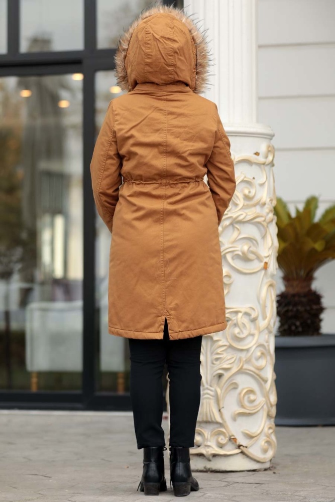 Yellowish Brown Hijab Coat 9004TB - 4