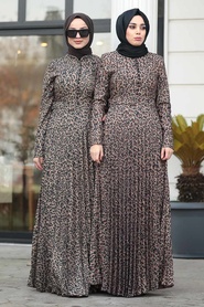 Yellowish Brown Hijab Dress 15440TB - Thumbnail