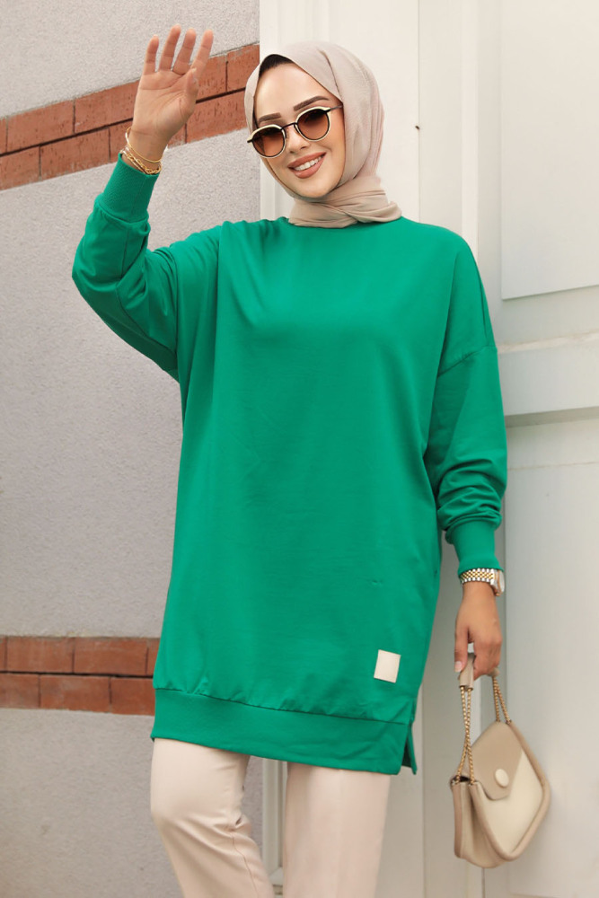 Yeşil Tesettür Tunik 30644Y - 1