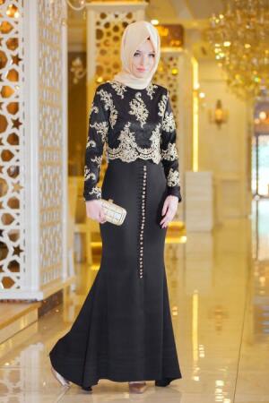 YGS - Black Hijab Dress 5016S - 1