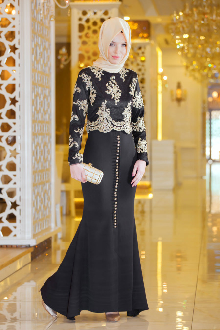 YGS - Black Hijab Dress 5016S