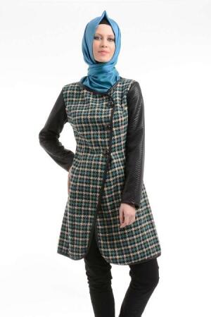 Zamane - Green Hijab Coat 0783Y - 1