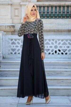 Zernisan - Black Hijab Dress 545601S - 1