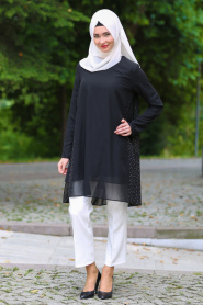 Zernisan - Black Hijab Tunic 4843S - Thumbnail