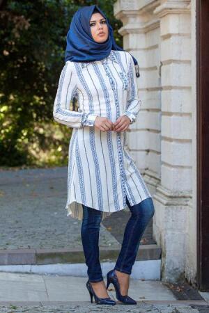 Zernisan - Blue Hijab Tunic 4748M - 1