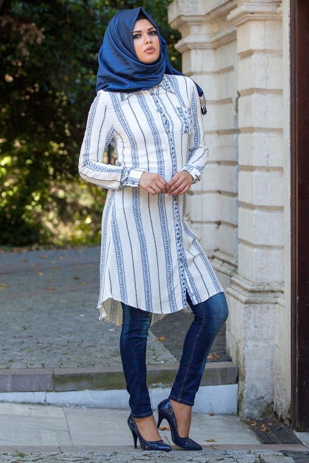 Zernisan - Blue Hijab Tunic 4748M
