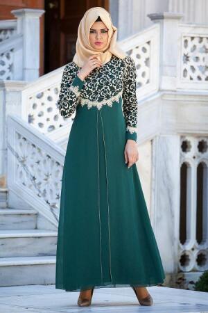 Zernisan - Green Hijab Dress 540611Y - 1