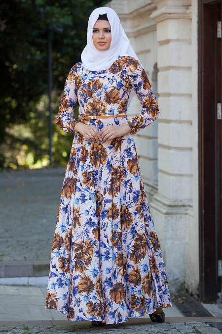 Zernisan - Mustard Hijab Dress 5398HR