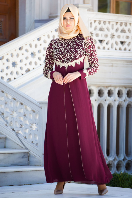 Zernisan - Plum Color Hijab Dress 540611MU