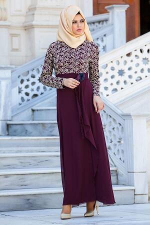 Zernisan - Plum Color Hijab Dress 545601MU - 1