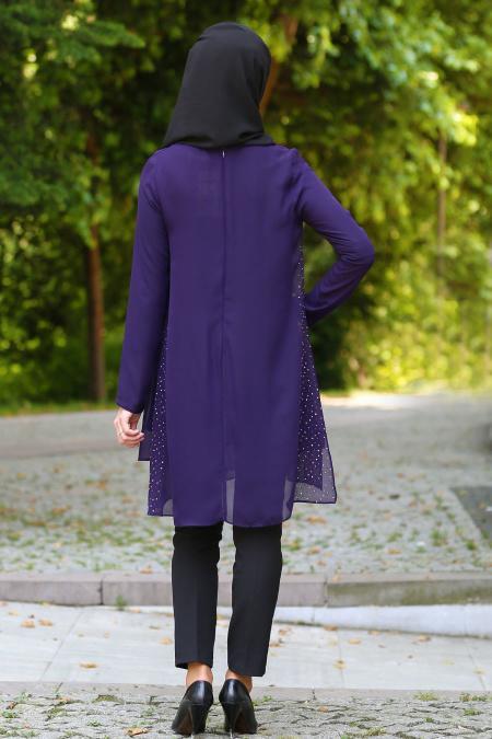 Zernisan - Purple Hijab Tunic 4843MOR - 2