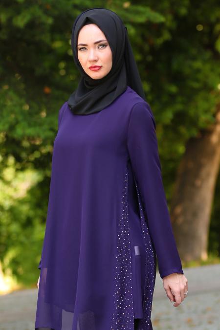 Zernisan - Purple Hijab Tunic 4843MOR - 3