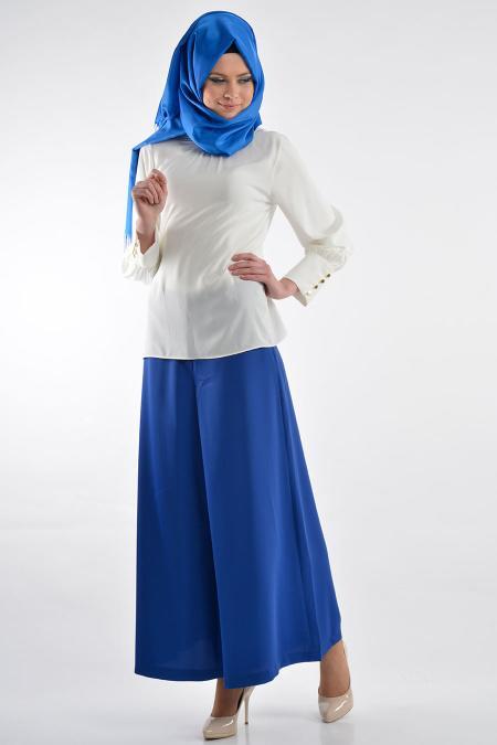 Zernisan - Sax Blue Hijab Trousers 1170SX - 2