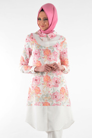 Zernisan - White Hijab Tunic 4662B - Thumbnail