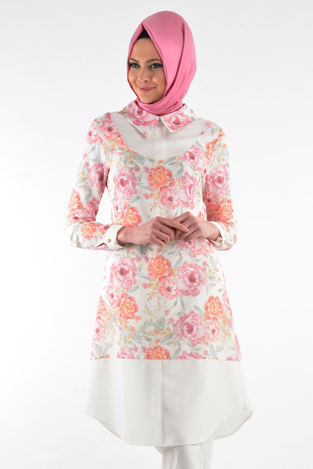 Zernisan - White Hijab Tunic 4662B