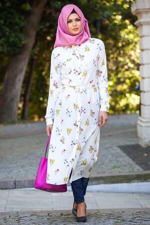 Zernisan - White Hijab Tunic 4750B - 1